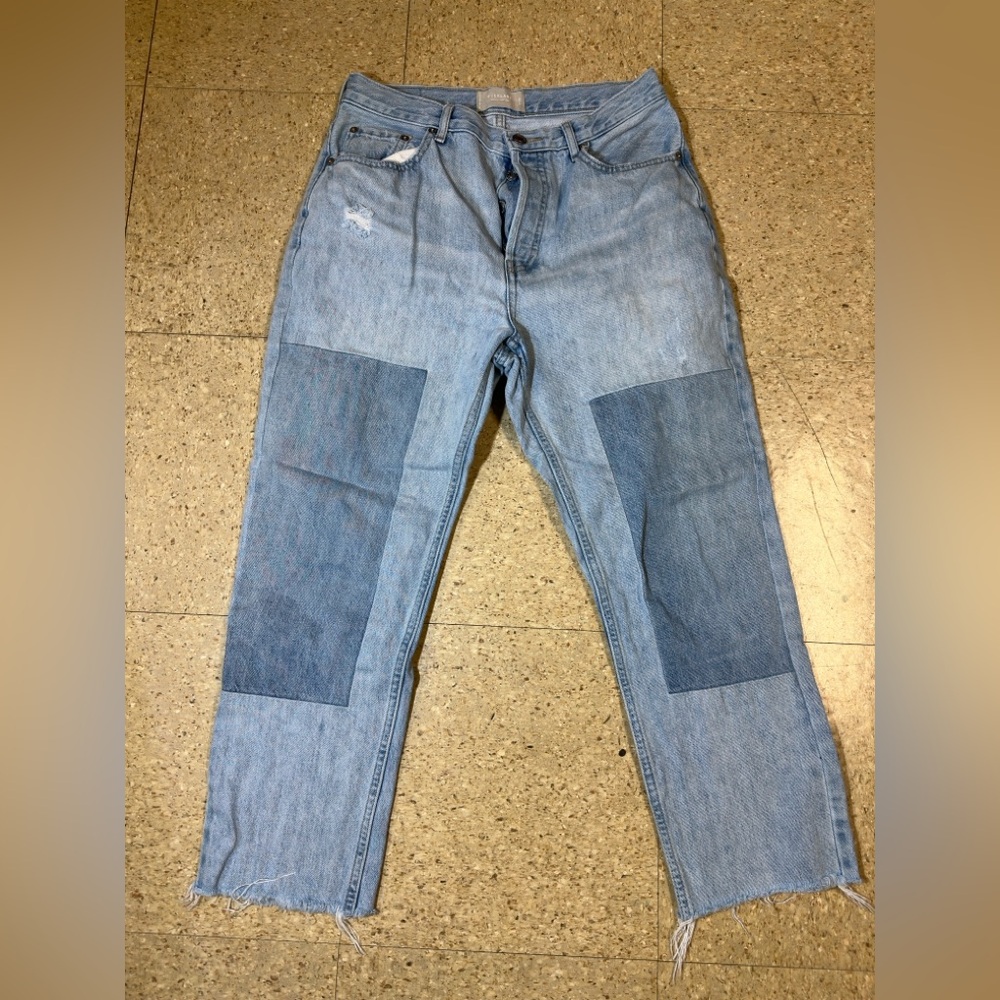 Everlane Womens The ’90s Cheeky Jean 28x24 Button Fly Patch Denim‎ 28 Crop